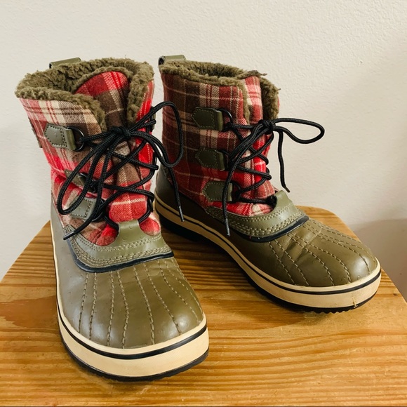 Sorel Shoes - SOREL | Olive Green and Plaid Waterproof Boots